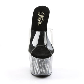 ADORE-701SRS Clear & Silver Peep Toe High Heel