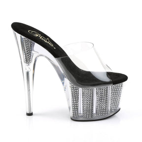 ADORE-701SRS Clear & Silver Peep Toe High Heel
