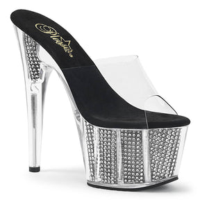 ADORE-701SRS Clear & Silver Peep Toe High Heel