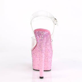 ADORE-708CF Pink & Clear Ankle Peep Toe High Heel