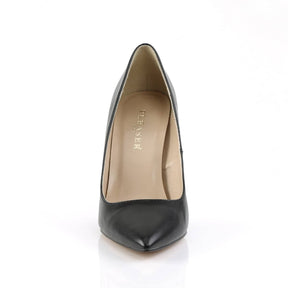 CLASSIQUE-20 Black Faux Leather Pointed Stilettos