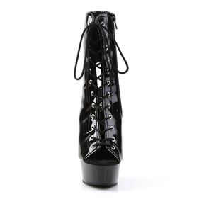 DELIGHT-1016 Black Calf High Peep Toe Boots
