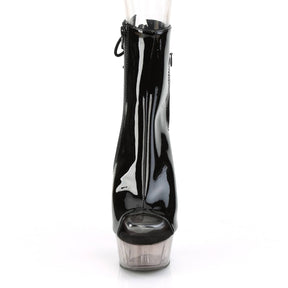 DELIGHT-1018T Black & Silver Calf High Peep Toe Boots