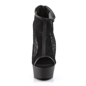 DELIGHT-600-12 Black Ankle Peep Toe Boots