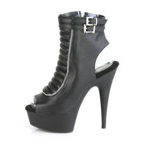 DELIGHT-600-18 Black Ankle Peep Toe Boots