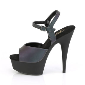 DELIGHT-609REFL Black & Purple Ankle Peep Toe High Heel
