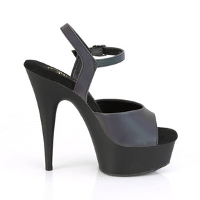 DELIGHT-609REFL Black & Purple Ankle Peep Toe High Heel