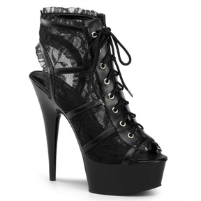 DELIGHT-696LC Black Ankle Peep Toe Boots