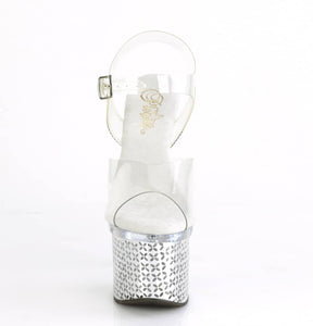 DISCOLITE-708FLP Clear & Red Ankle Peep Toe High Heel