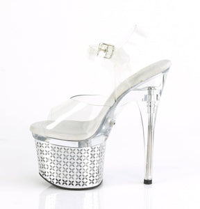 DISCOLITE-708FLP Clear & Red Ankle Peep Toe High Heel