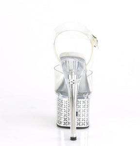 DISCOLITE-708FLP Clear & Red Ankle Peep Toe High Heel