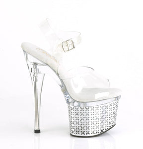 DISCOLITE-708FLP Clear & Red Ankle Peep Toe High Heel