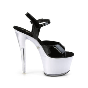 DISCOLITE-709 Black & Red Ankle Peep Toe High Heel