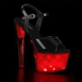 DISCOLITE-709 Black & Red Ankle Peep Toe High Heel