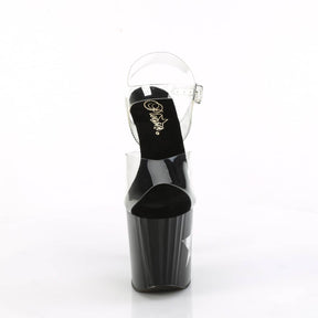 ENCHANT-708LT-STAR Black & Green Ankle Peep Toe High Heel