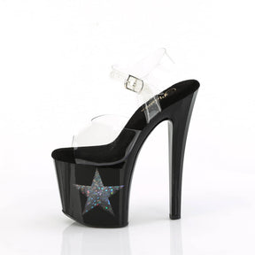 ENCHANT-708LT-STAR Black & Green Ankle Peep Toe High Heel