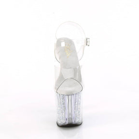 ENCHANT-708RSI Silver & Clear Ankle Peep Toe High Heel