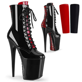 FLAMINGO-1020FH Black & Red Calf High Boots