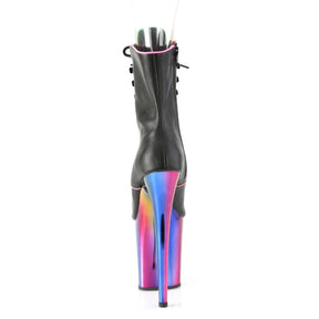 FLAMINGO-1021RC-02 Black & Multi Colour Calf High Peep Toe Boots