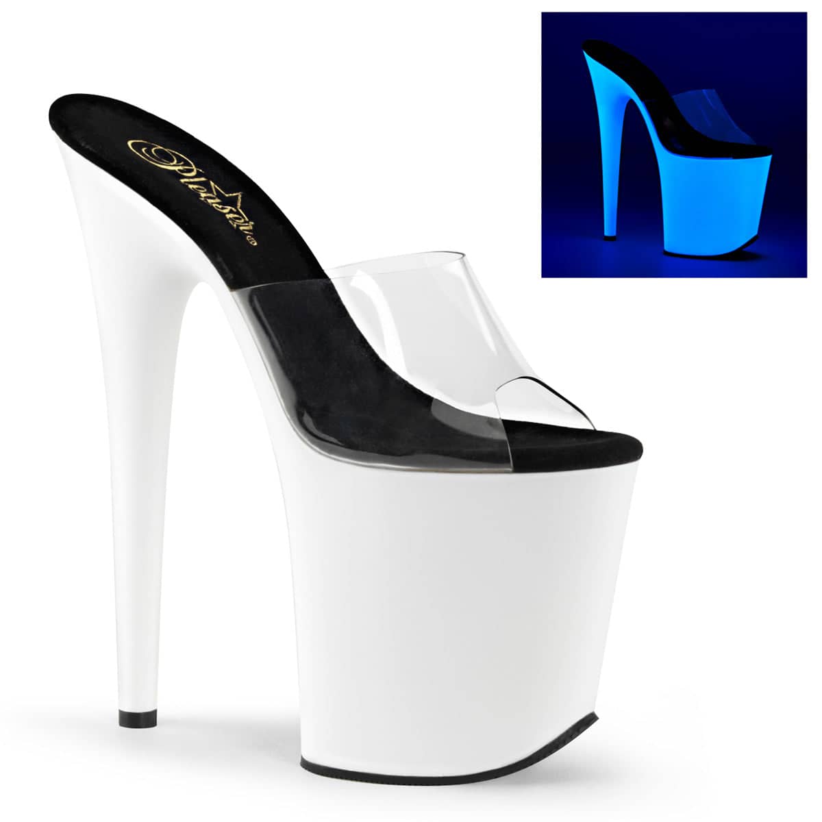 FLAMINGO-801UV Clear & White Peep Toe High Heel