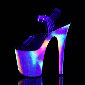 FLAMINGO-808GXY Clear & Multi Colour Ankle Peep Toe High Heel