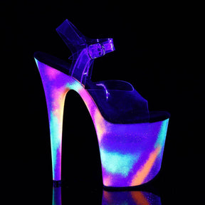 FLAMINGO-808GXY Clear & Multi Colour Ankle Peep Toe High Heel