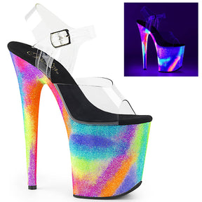 FLAMINGO-808GXY Clear & Multi Colour Ankle Peep Toe High Heel