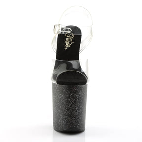 FLAMINGO-808MG Black & Clear Ankle Peep Toe High Heel