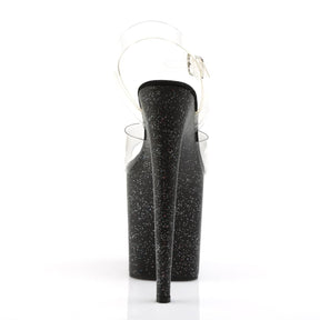 FLAMINGO-808MG Black & Clear Ankle Peep Toe High Heel