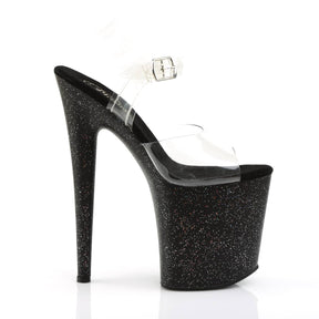 FLAMINGO-808MG Black & Clear Ankle Peep Toe High Heel