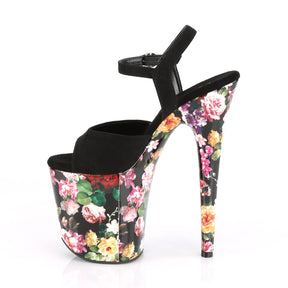 FLAMINGO-809WR Black & Multi Colour Ankle Peep Toe High Heel