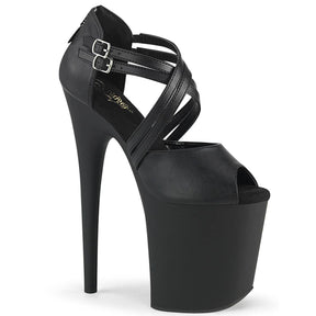 FLAMINGO-865 Black Ankle Peep Toe High Heel