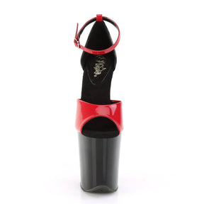 FLAMINGO-889 Black & Red Ankle Peep Toe High Heel