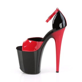 FLAMINGO-889 Black & Red Ankle Peep Toe High Heel