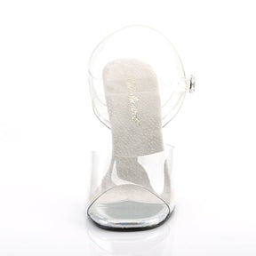 GALA-08DM Silver & Clear Ankle Peep Toe High Heel