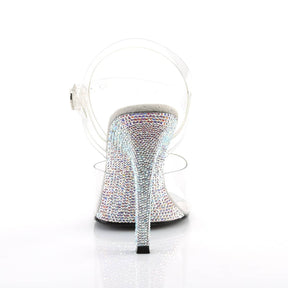 GALA-08DM Silver & Clear Ankle Peep Toe High Heel