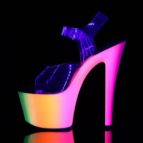 RAINBOW-308UV Clear & Orange Ankle Peep Toe High Heel