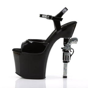 REVOLVER-709 Black Ankle Peep Toe High Heel