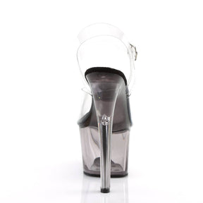 SKY-308T Clear & Black Ankle Peep Toe High Heel