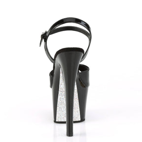 SKY-309CRS Black & Silver Ankle Peep Toe High Heel