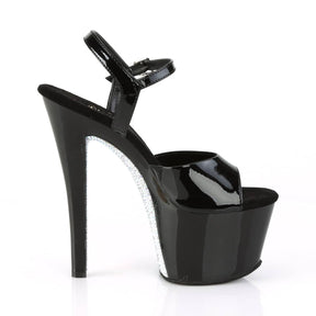 SKY-309CRS Black & Silver Ankle Peep Toe High Heel