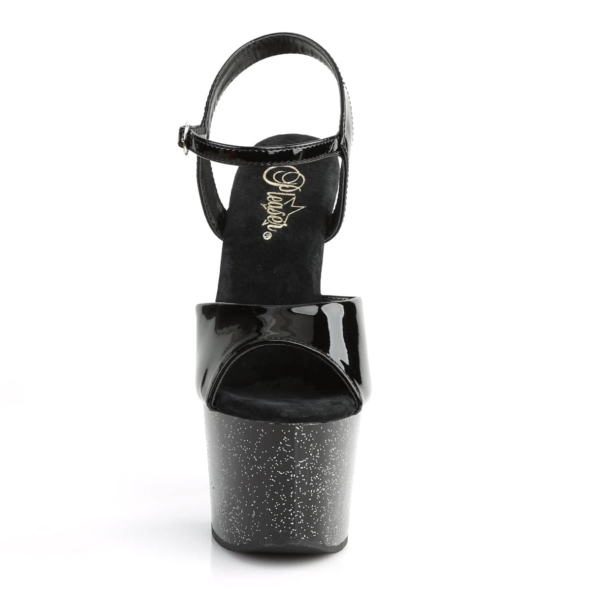 SKY-309MG Black Ankle Peep Toe High Heel