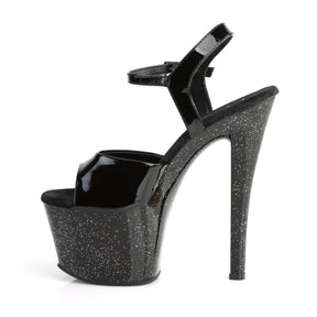 SKY-309MG Black Ankle Peep Toe High Heel