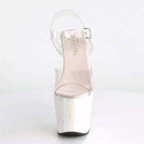 UNICORN-708LG Clear & Pink Ankle Peep Toe High Heel