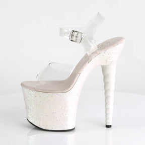 UNICORN-708LG Clear & Pink Ankle Peep Toe High Heel