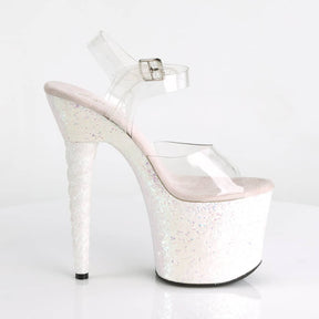 UNICORN-708LG Clear & Pink Ankle Peep Toe High Heel