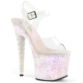 UNICORN-708LG Clear & Pink Ankle Peep Toe High Heel