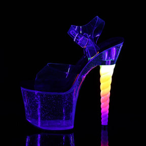 UNICORN-708MG Clear & Multi Colour Ankle Peep Toe High Heel