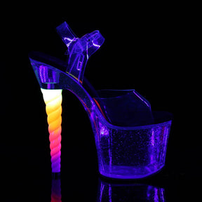 UNICORN-708MG Clear & Multi Colour Ankle Peep Toe High Heel