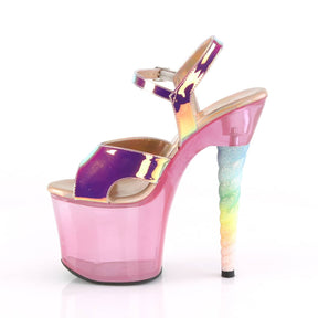 UNICORN-711T Pink & Multi Colour Ankle Peep Toe High Heel